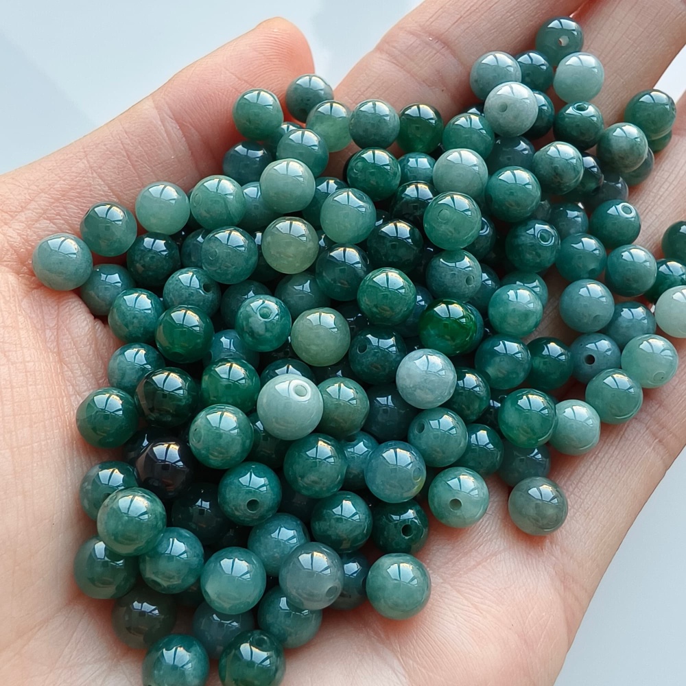 DDP 50pcs 6mm Natural Certificated Type A Blue Guatemalan Jadeite Round Beads