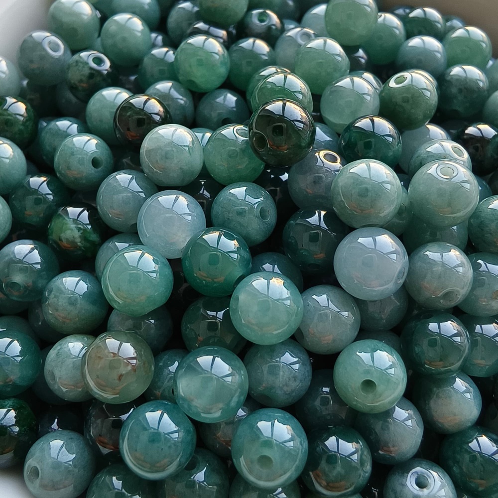 DDP 50pcs 6mm Natural Certificated Type A Blue Guatemalan Jadeite Round Beads