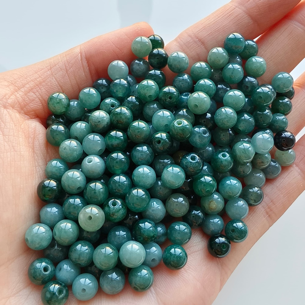 DDP 50pcs 6mm Natural Certificated Type A Blue Guatemalan Jadeite Round Beads