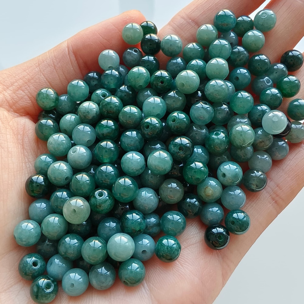 DDP 50pcs 6mm Natural Certificated Type A Blue Guatemalan Jadeite Round Beads