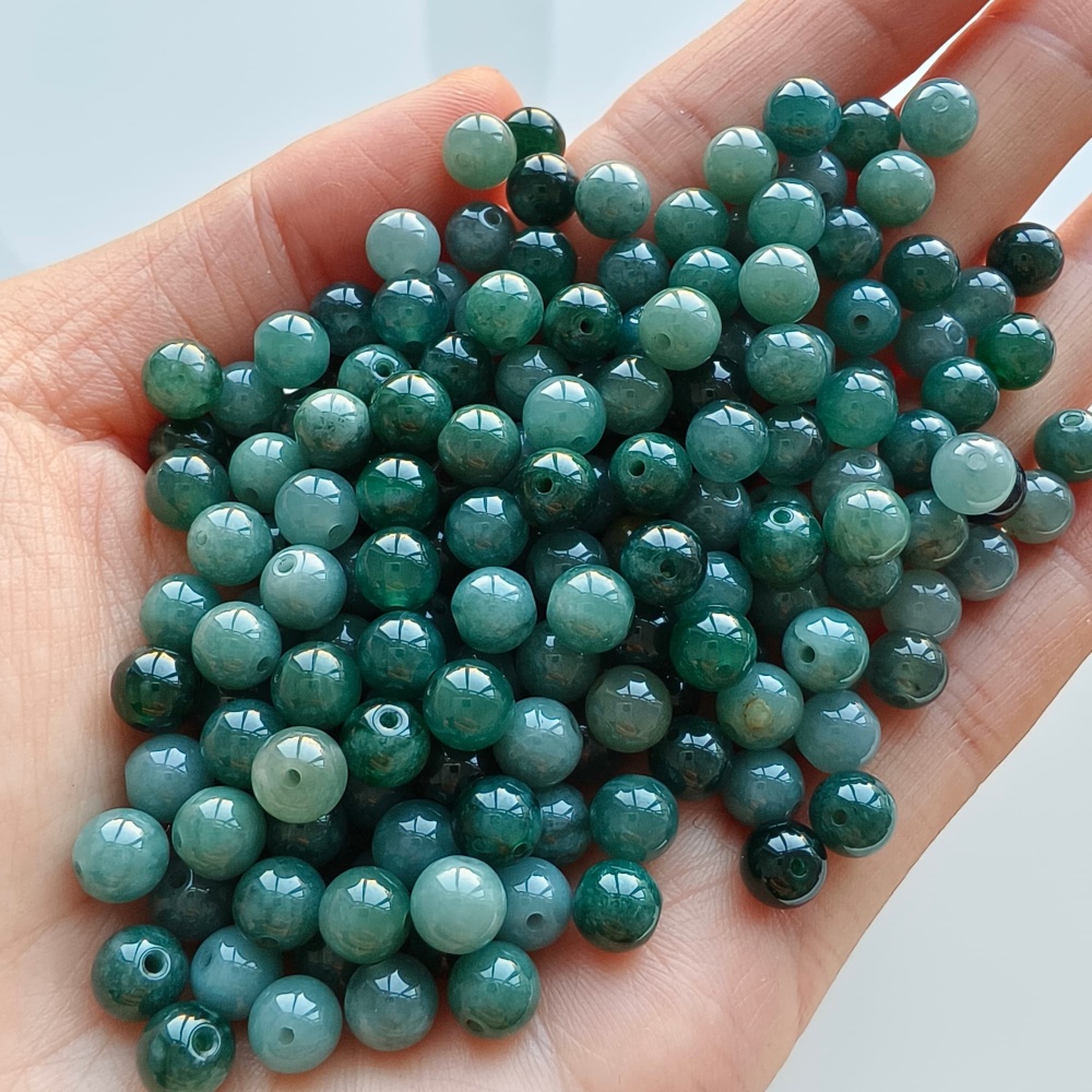 DDP 50pcs 6mm Natural Certificated Type A Blue Guatemalan Jadeite Round Beads