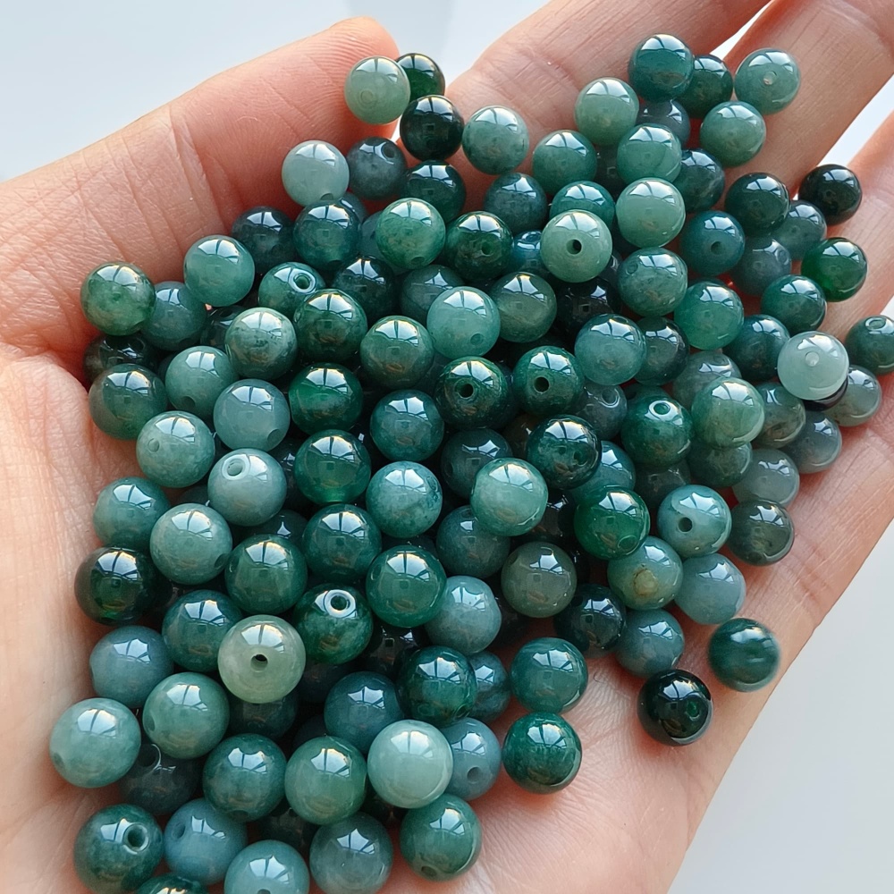 DDP 50pcs 6mm Natural Certificated Type A Blue Guatemalan Jadeite Round Beads