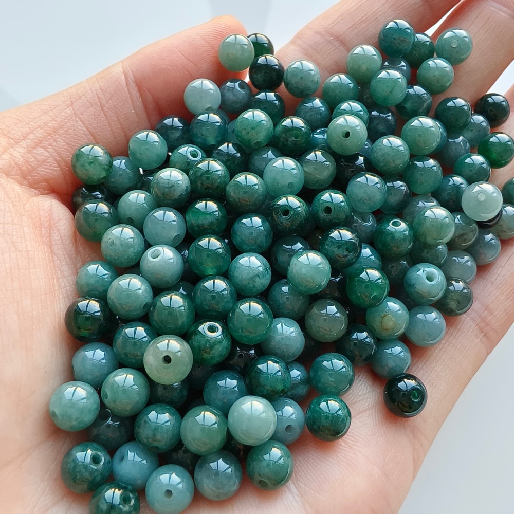 DDP 50pcs 6mm Natural Certificated Type A Blue Guatemalan Jadeite Round Beads