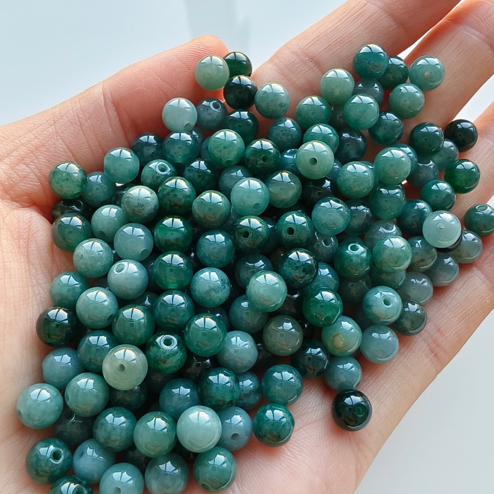 DDP 50pcs 6mm Natural Certificated Type A Blue Guatemalan Jadeite Round Beads