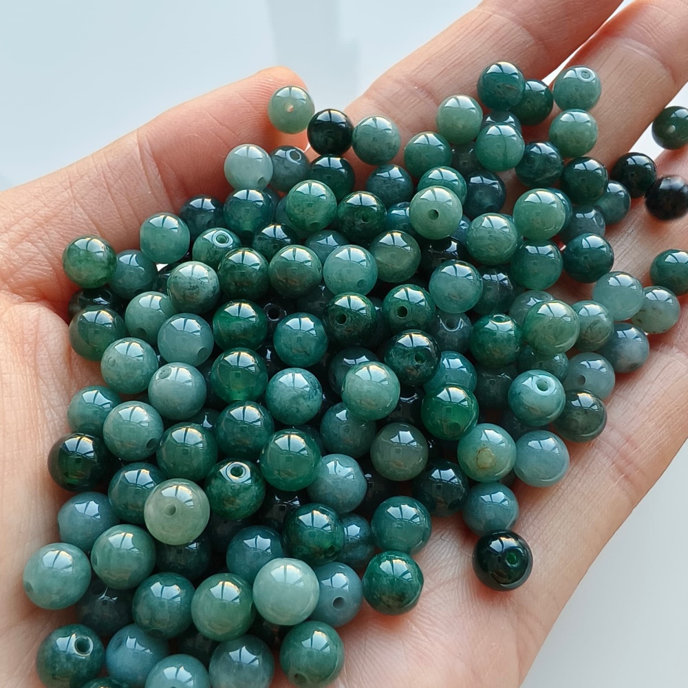 DDP 50pcs 6mm Natural Certificated Type A Blue Guatemalan Jadeite Round Beads