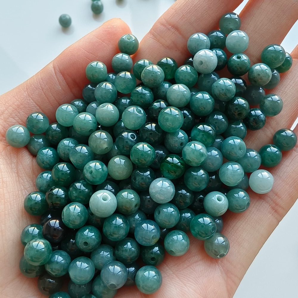 DDP 50pcs 6mm Natural Certificated Type A Blue Guatemalan Jadeite Round Beads
