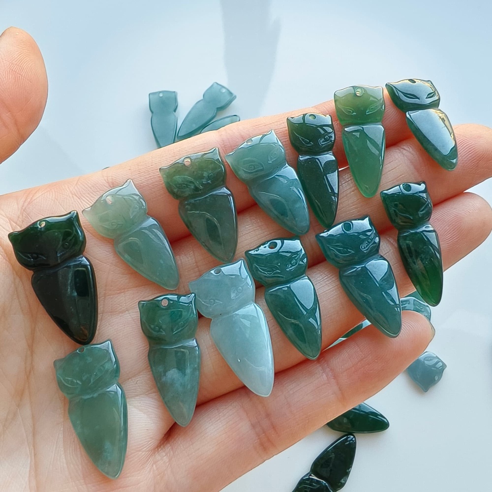 DDP 5pcs 18.5-29mm Natural Certificated Type A Green Blue Guatemalan Jadeite Fox Beads
