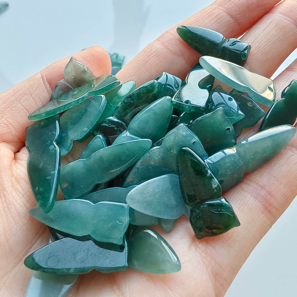 DDP 5pcs 18.5-29mm Natural Certificated Type A Green Blue Guatemalan Jadeite Fox Beads
