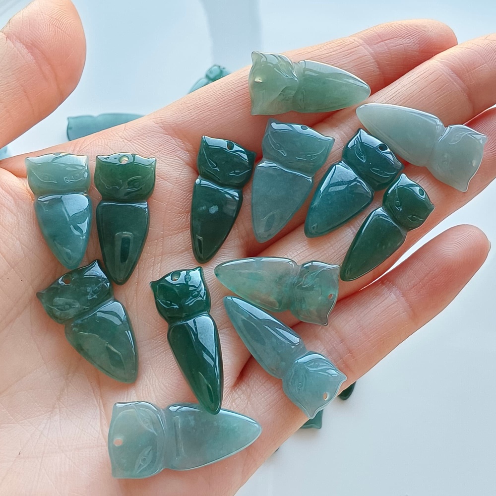 DDP 5pcs 18.5-29mm Natural Certificated Type A Green Blue Guatemalan Jadeite Fox Beads