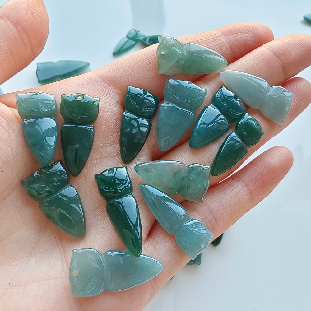 DDP 5pcs 18.5-29mm Natural Certificated Type A Green Blue Guatemalan Jadeite Fox Beads