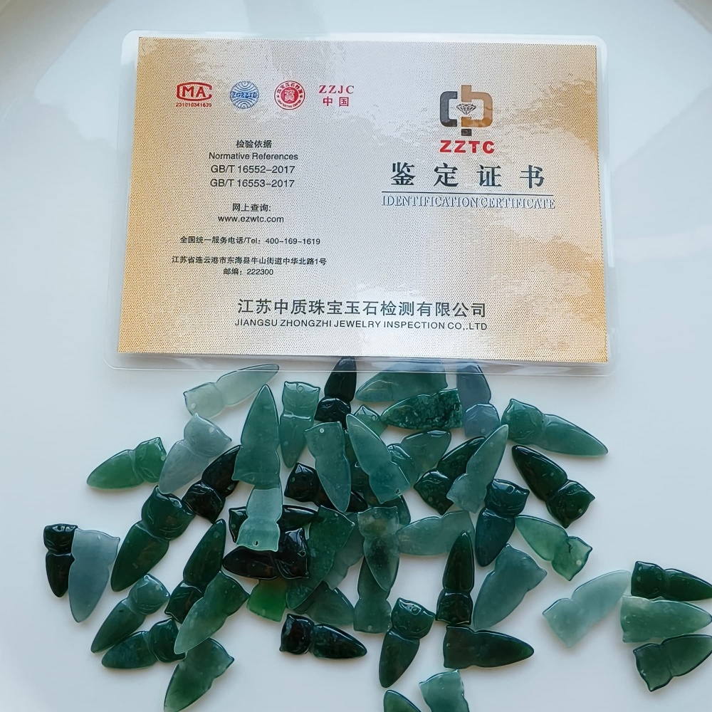 DDP 5pcs 18.5-29mm Natural Certificated Type A Green Blue Guatemalan Jadeite Fox Beads