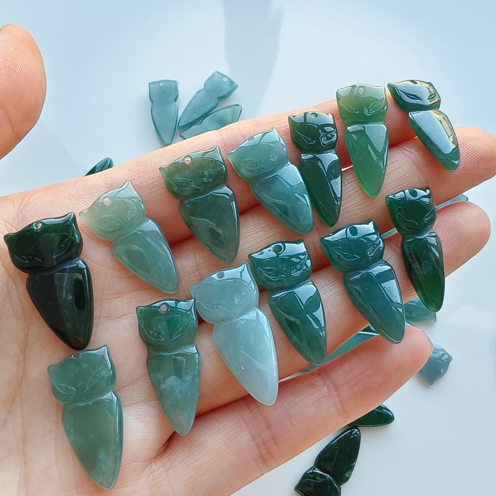 DDP 5pcs 18.5-29mm Natural Certificated Type A Green Blue Guatemalan Jadeite Fox Beads