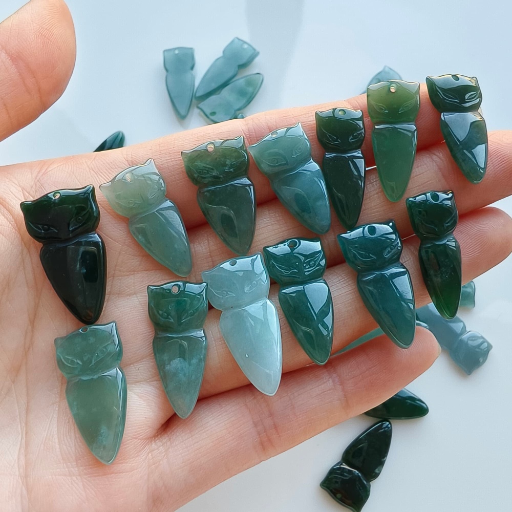 DDP 5pcs 18.5-29mm Natural Certificated Type A Green Blue Guatemalan Jadeite Fox Beads
