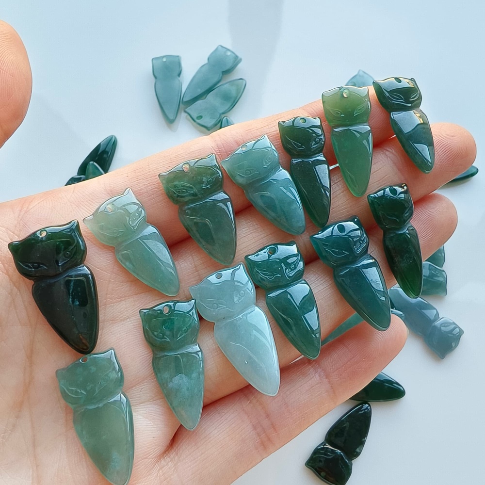 DDP 5pcs 18.5-29mm Natural Certificated Type A Green Blue Guatemalan Jadeite Fox Beads
