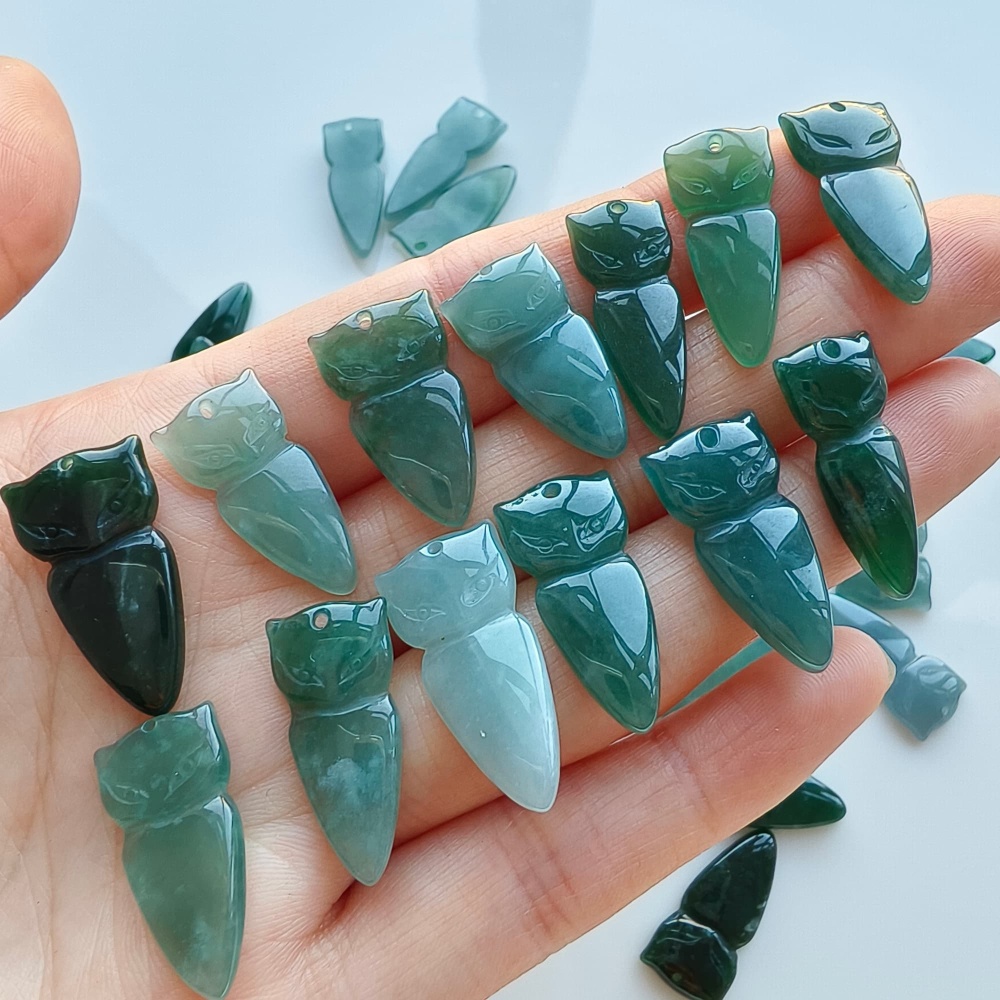 DDP 5pcs 18.5-29mm Natural Certificated Type A Green Blue Guatemalan Jadeite Fox Beads