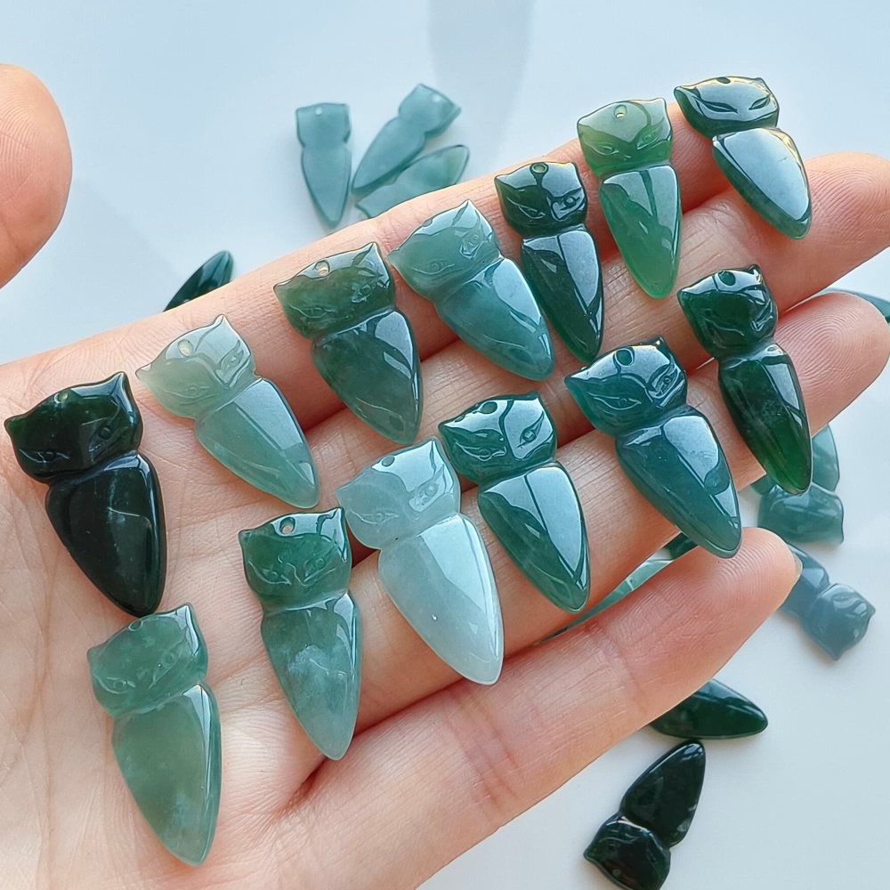DDP 5pcs 18.5-29mm Natural Certificated Type A Green Blue Guatemalan Jadeite Fox Beads