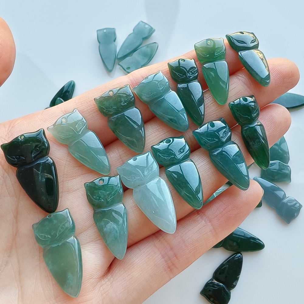 DDP 5pcs 18.5-29mm Natural Certificated Type A Green Blue Guatemalan Jadeite Fox Beads
