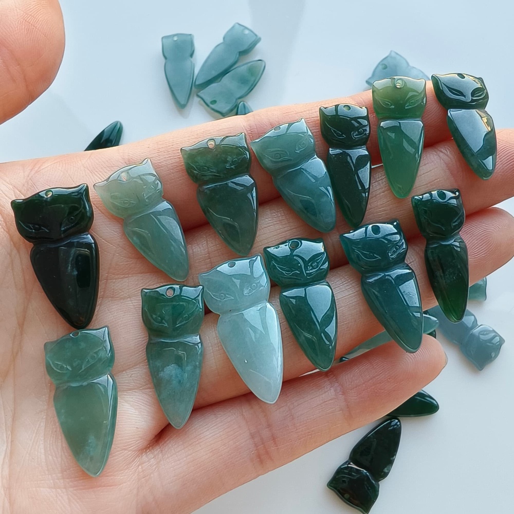 DDP 5pcs 18.5-29mm Natural Certificated Type A Green Blue Guatemalan Jadeite Fox Beads