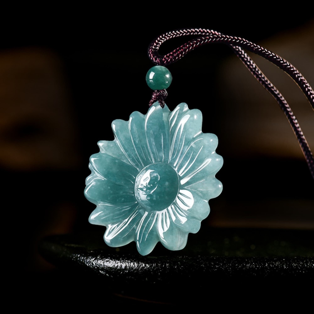 DDP 35mm Natural Certificated Type A Untreated Icy Blue Watery Guatemalan Chrysanthemum Pendant