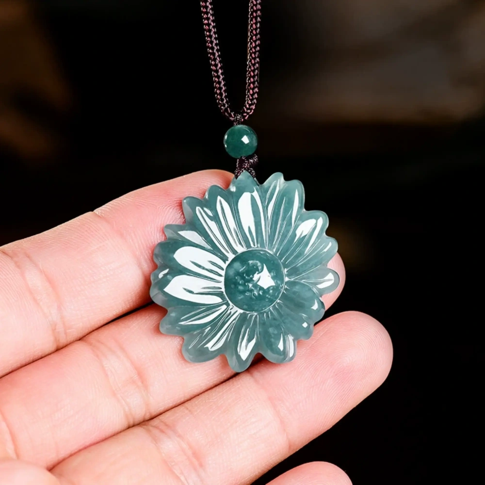 DDP 35mm Natural Certificated Type A Untreated Icy Blue Watery Guatemalan Chrysanthemum Pendant