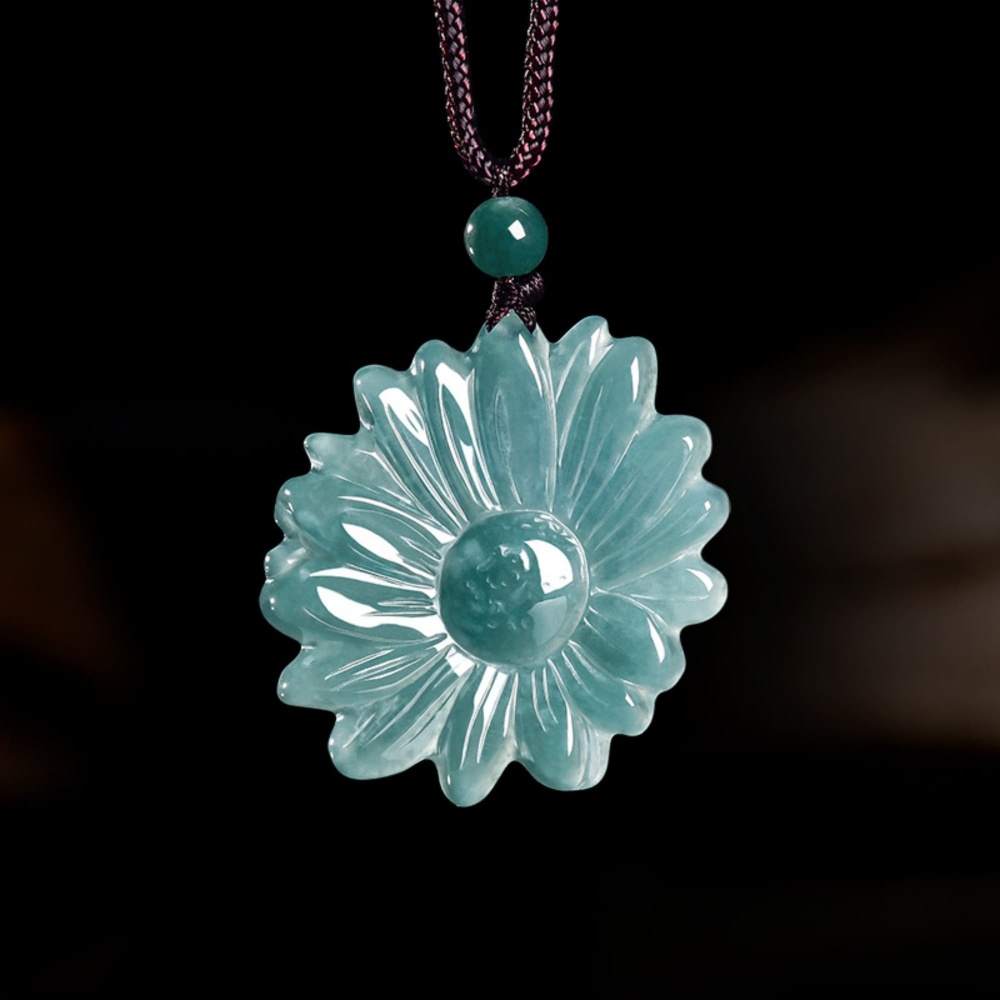 DDP 35mm Natural Certificated Type A Untreated Icy Blue Watery Guatemalan Chrysanthemum Pendant