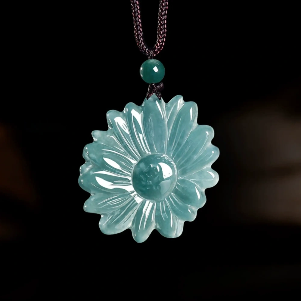 DDP 35mm Natural Certificated Type A Untreated Icy Blue Watery Guatemalan Chrysanthemum Pendant