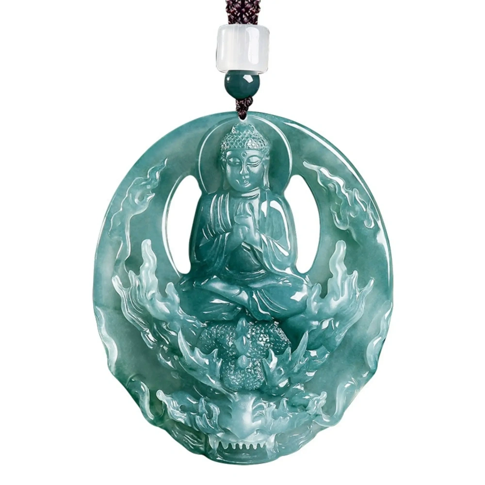 DDP 60mm Natural Certificated Type A Untreated Blue Watery Guatemalan Dragon Subduing Tathagata Pendant
