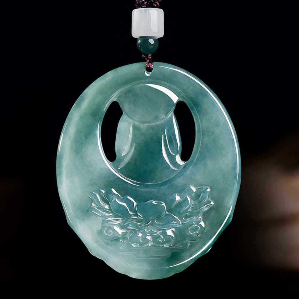 DDP 60mm Natural Certificated Type A Untreated Blue Watery Guatemalan Dragon Subduing Tathagata Pendant