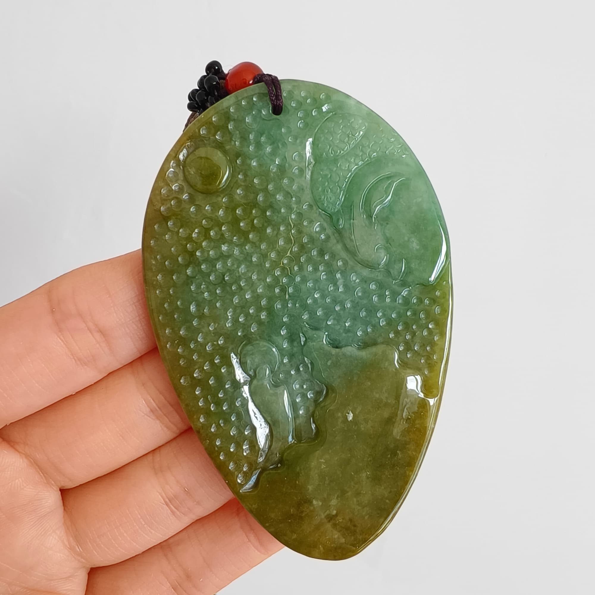 DDP 72.5mm Natural Type A Untreated Green Yellow Burmese Jadeite Buddha Amulet Pendant