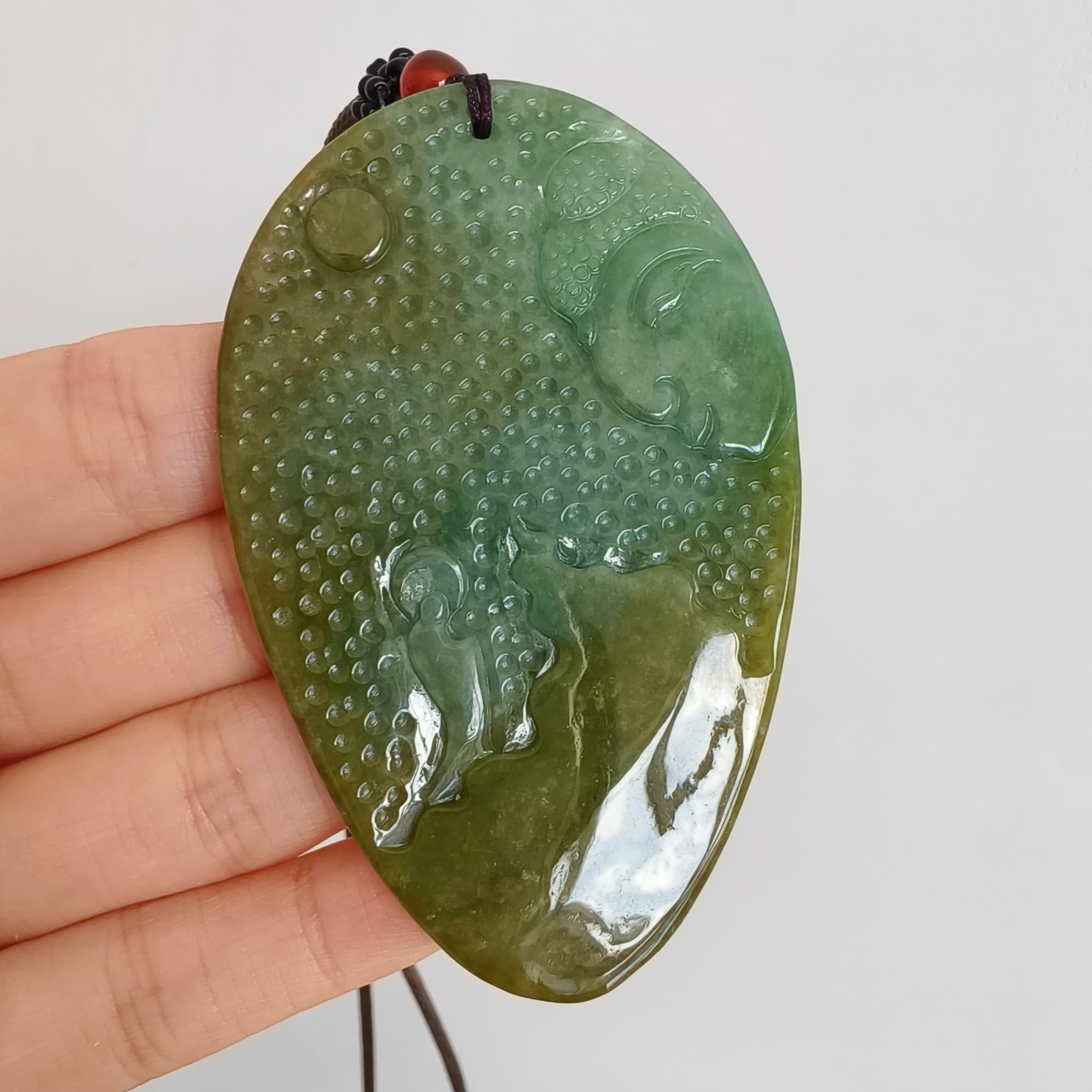 DDP 72.5mm Natural Type A Untreated Green Yellow Burmese Jadeite Buddha Amulet Pendant