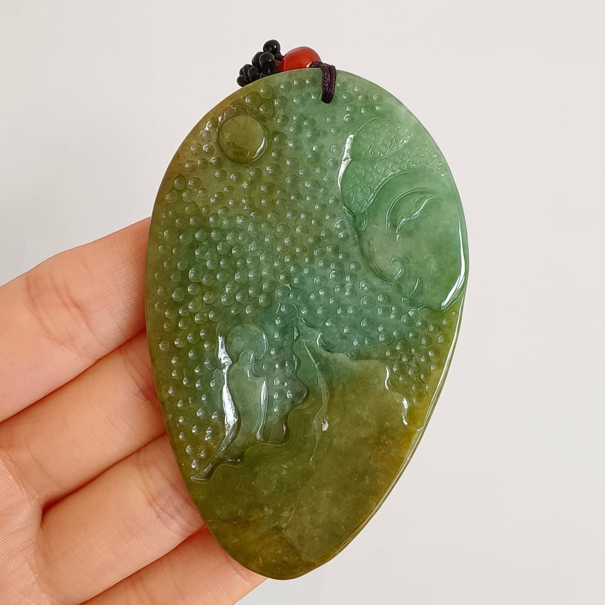 DDP 72.5mm Natural Type A Untreated Green Yellow Burmese Jadeite Buddha Amulet Pendant