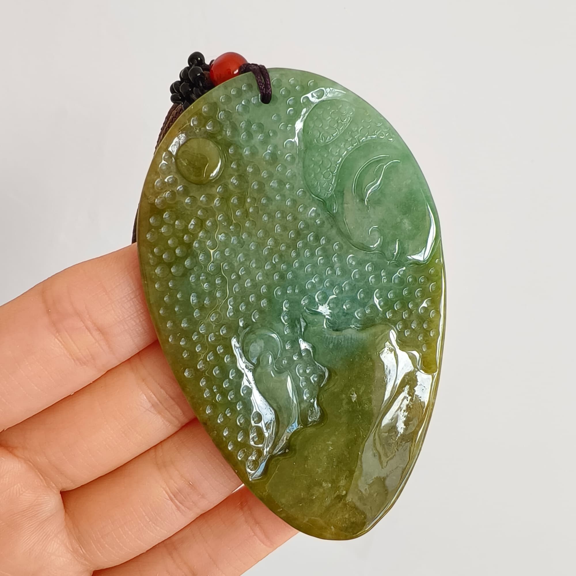 DDP 72.5mm Natural Type A Untreated Green Yellow Burmese Jadeite Buddha Amulet Pendant