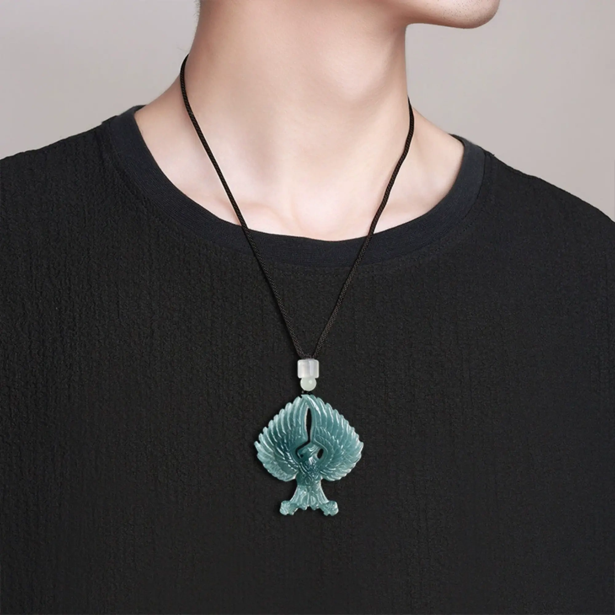 DDP 50mm Natural Certificated Type A Untreated Blue Watery Guatemalan Jadeite Eagle Pendant