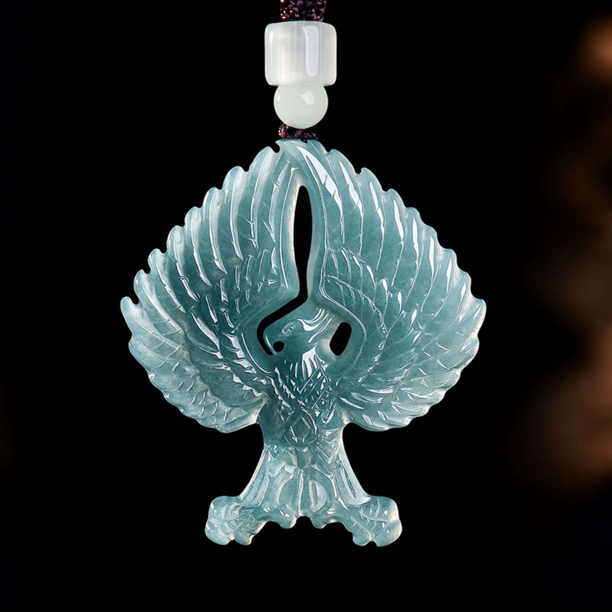 DDP 50mm Natural Certificated Type A Untreated Blue Watery Guatemalan Jadeite Eagle Pendant
