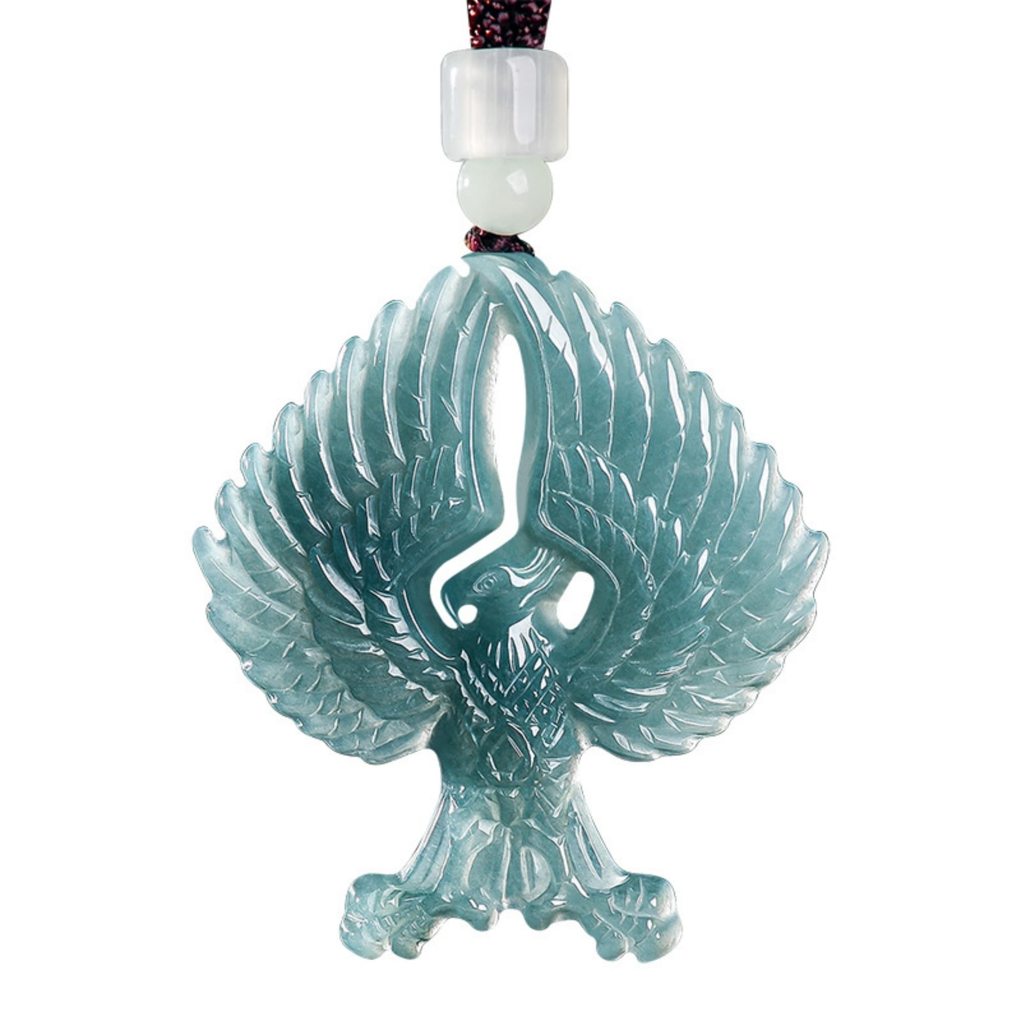 DDP 50mm Natural Certificated Type A Untreated Blue Watery Guatemalan Jadeite Eagle Pendant
