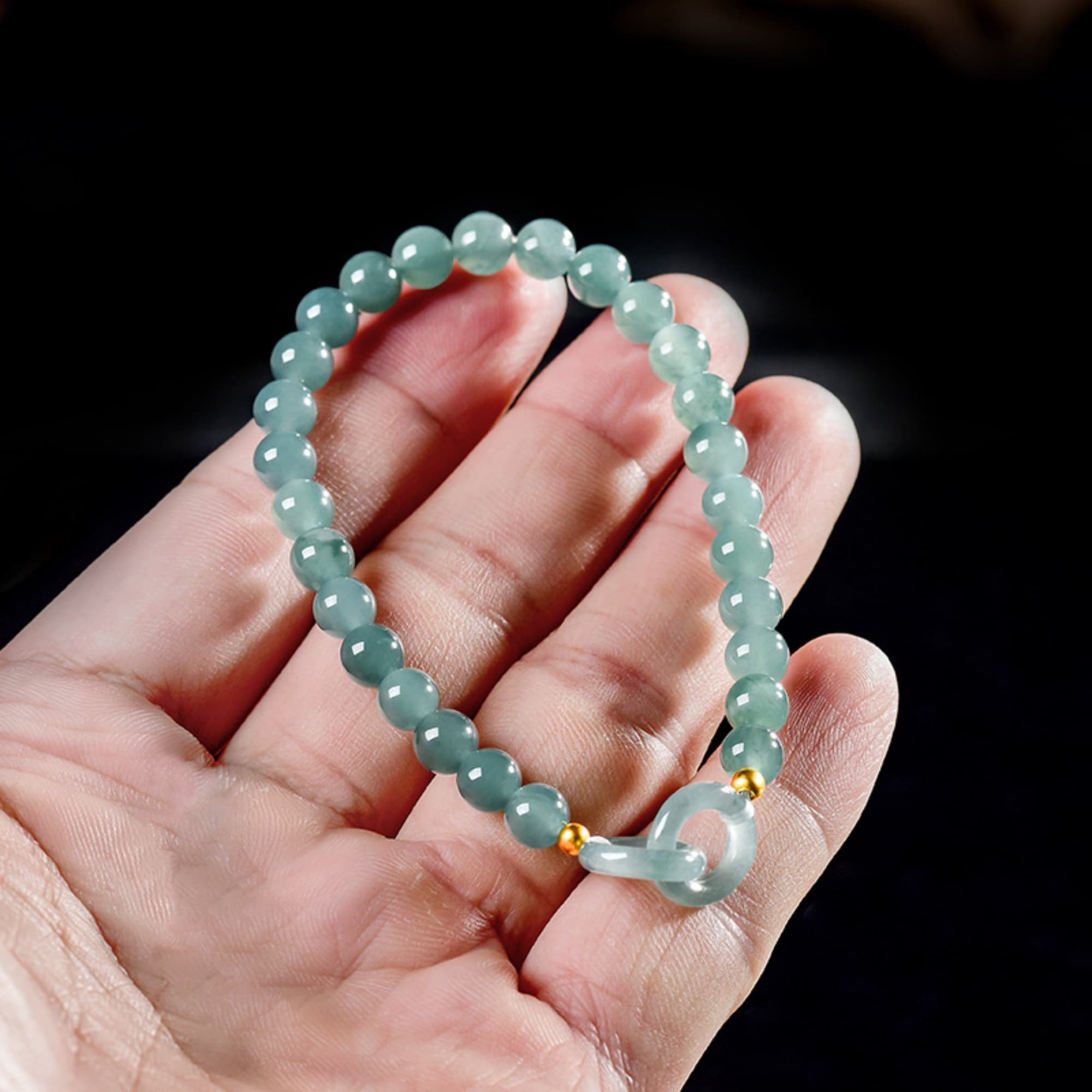 DDP 14-20cm Natural Certificated Type A Untreated Blue Watery Guatemalan Jadeite Interlocking Link Bracelet