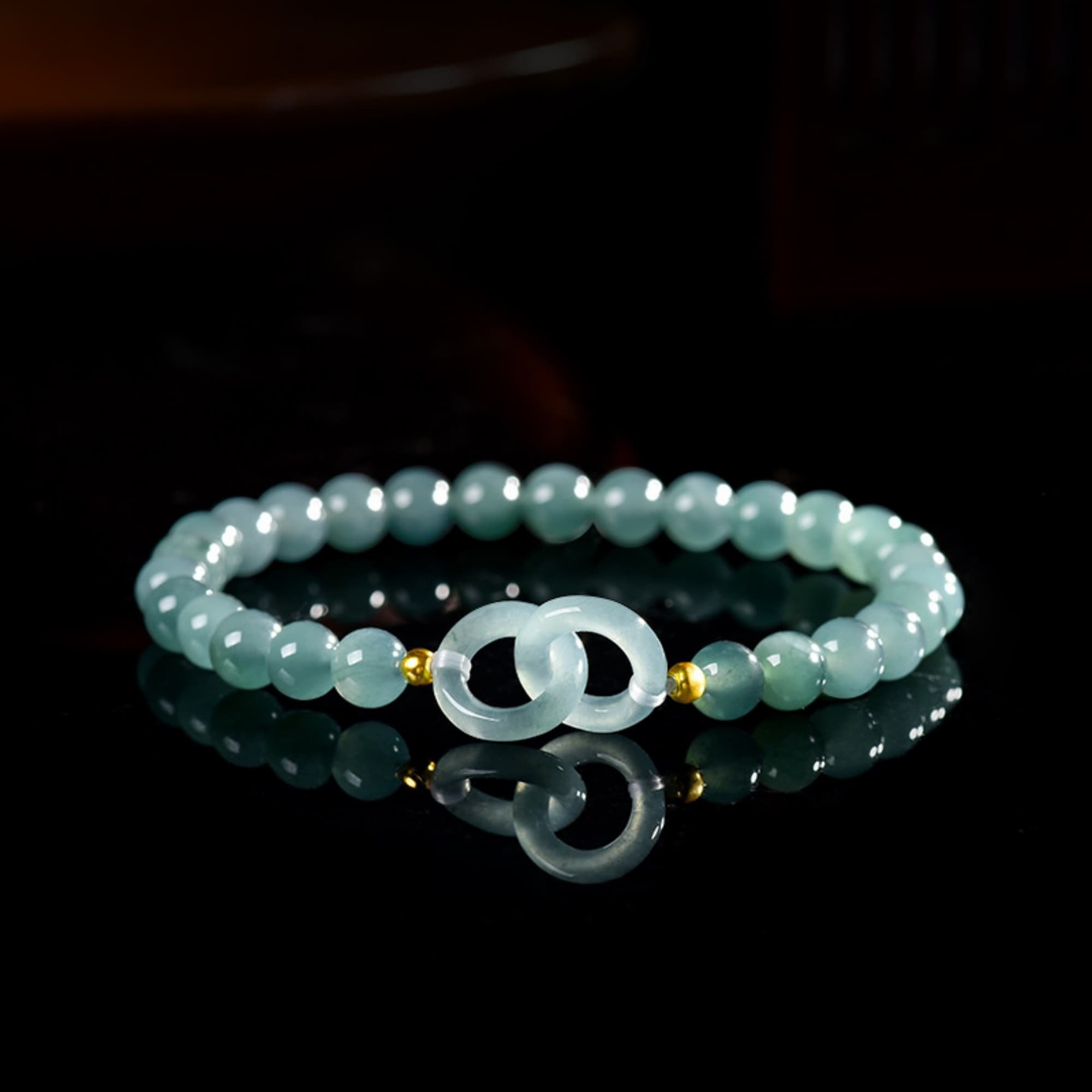 DDP 14-20cm Natural Certificated Type A Untreated Blue Watery Guatemalan Jadeite Interlocking Link Bracelet