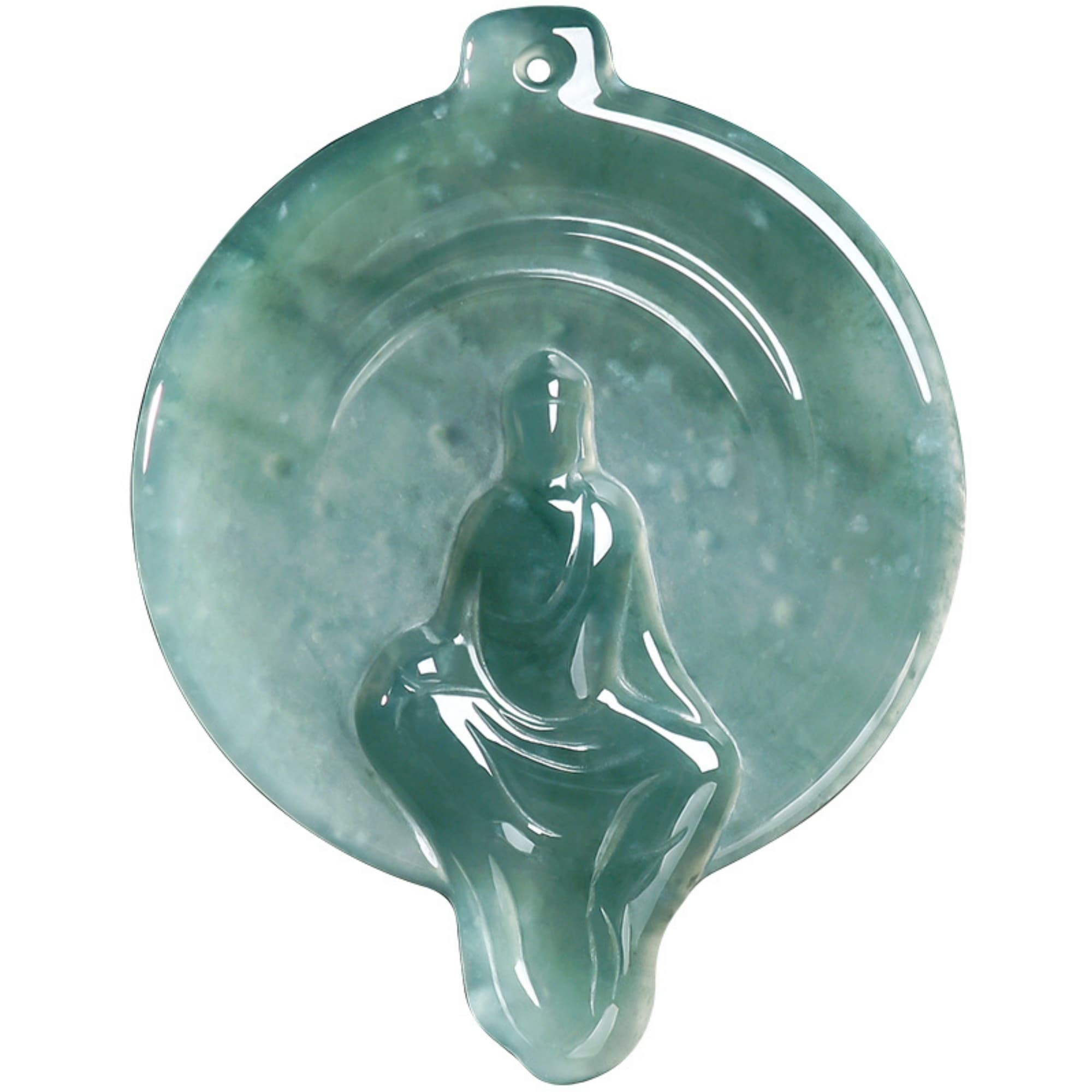 DDP 55mm Natural Certificated Type A Untreated Blue Watery Guatemalan Jadeite Faceless Buddha Pendant