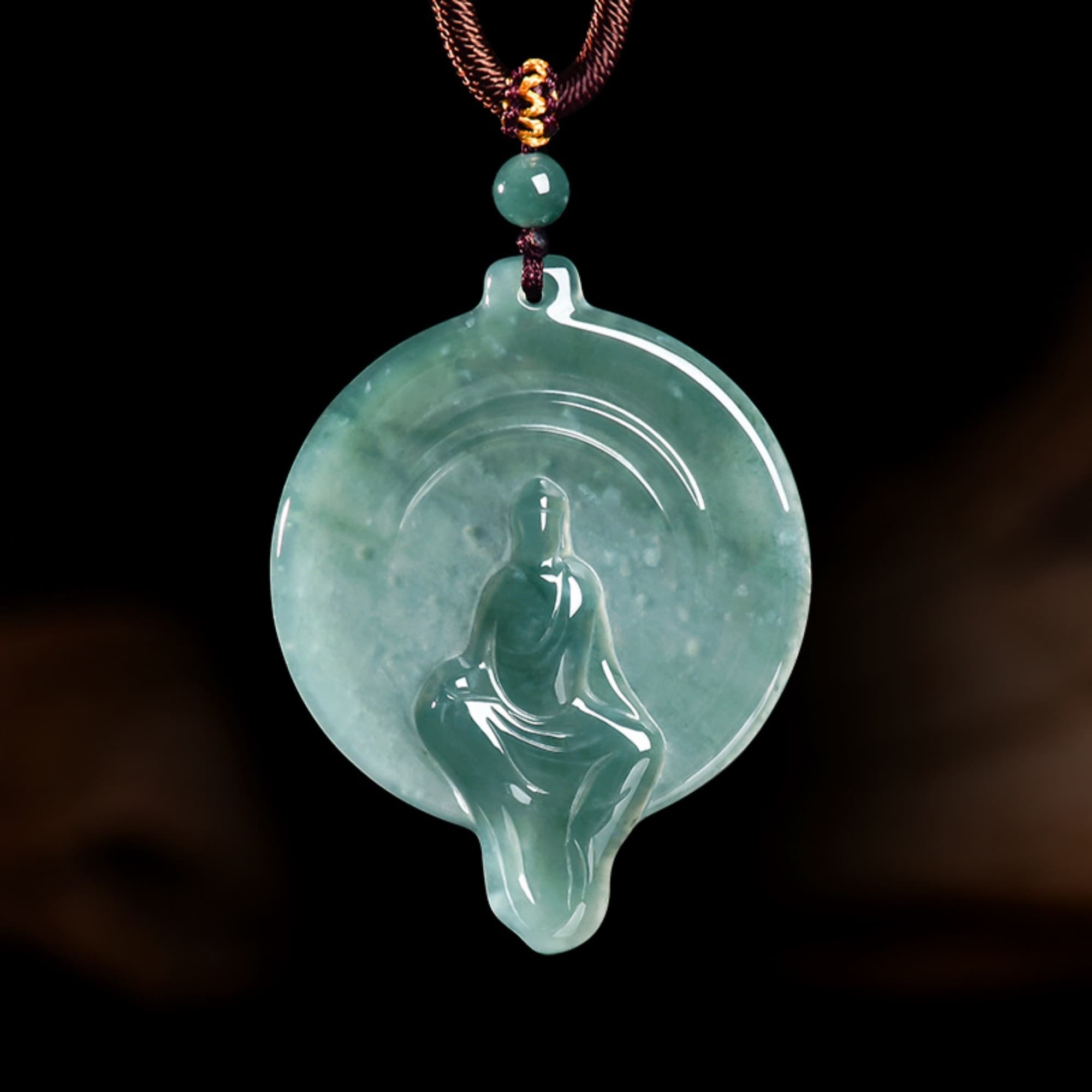 DDP 55mm Natural Certificated Type A Untreated Blue Watery Guatemalan Jadeite Faceless Buddha Pendant