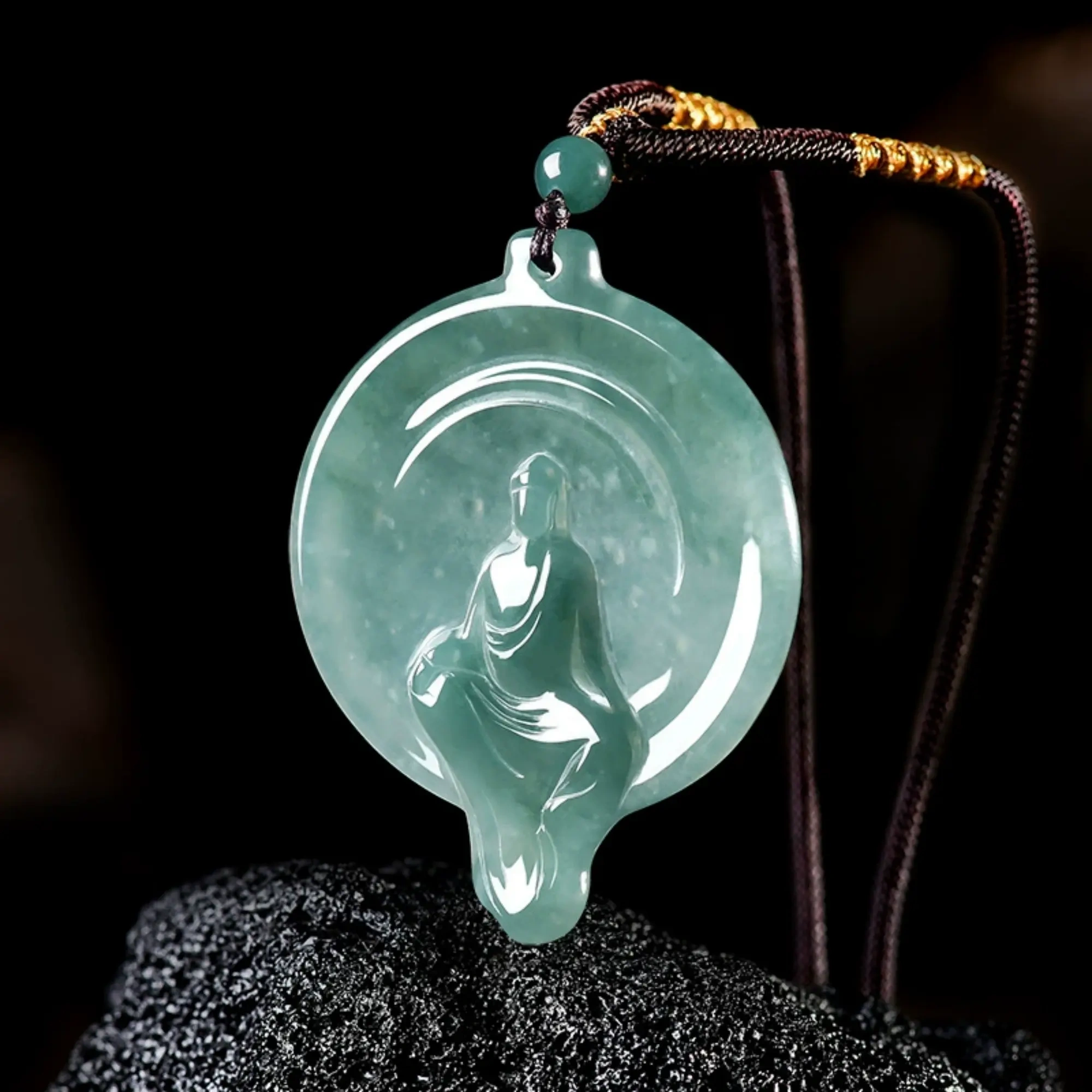 DDP 55mm Natural Certificated Type A Untreated Blue Watery Guatemalan Jadeite Faceless Buddha Pendant