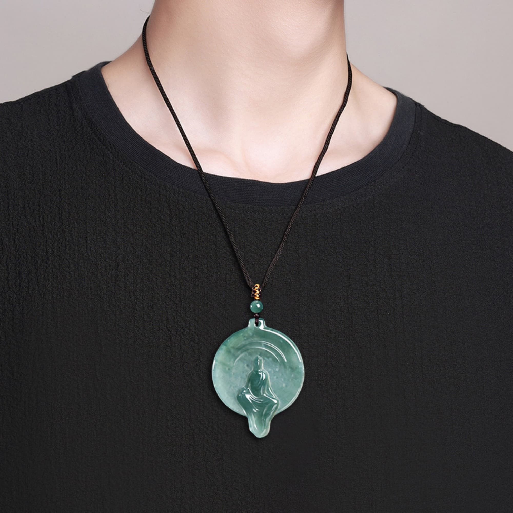 DDP 55mm Natural Certificated Type A Untreated Blue Watery Guatemalan Jadeite Faceless Buddha Pendant