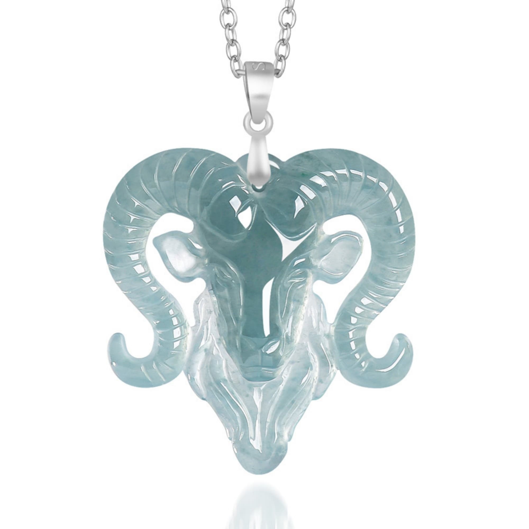 DDP 37.5mm Natural Certificated Type A Untreated Blue Watery Guatemalan Jadeite Sheep Pendant