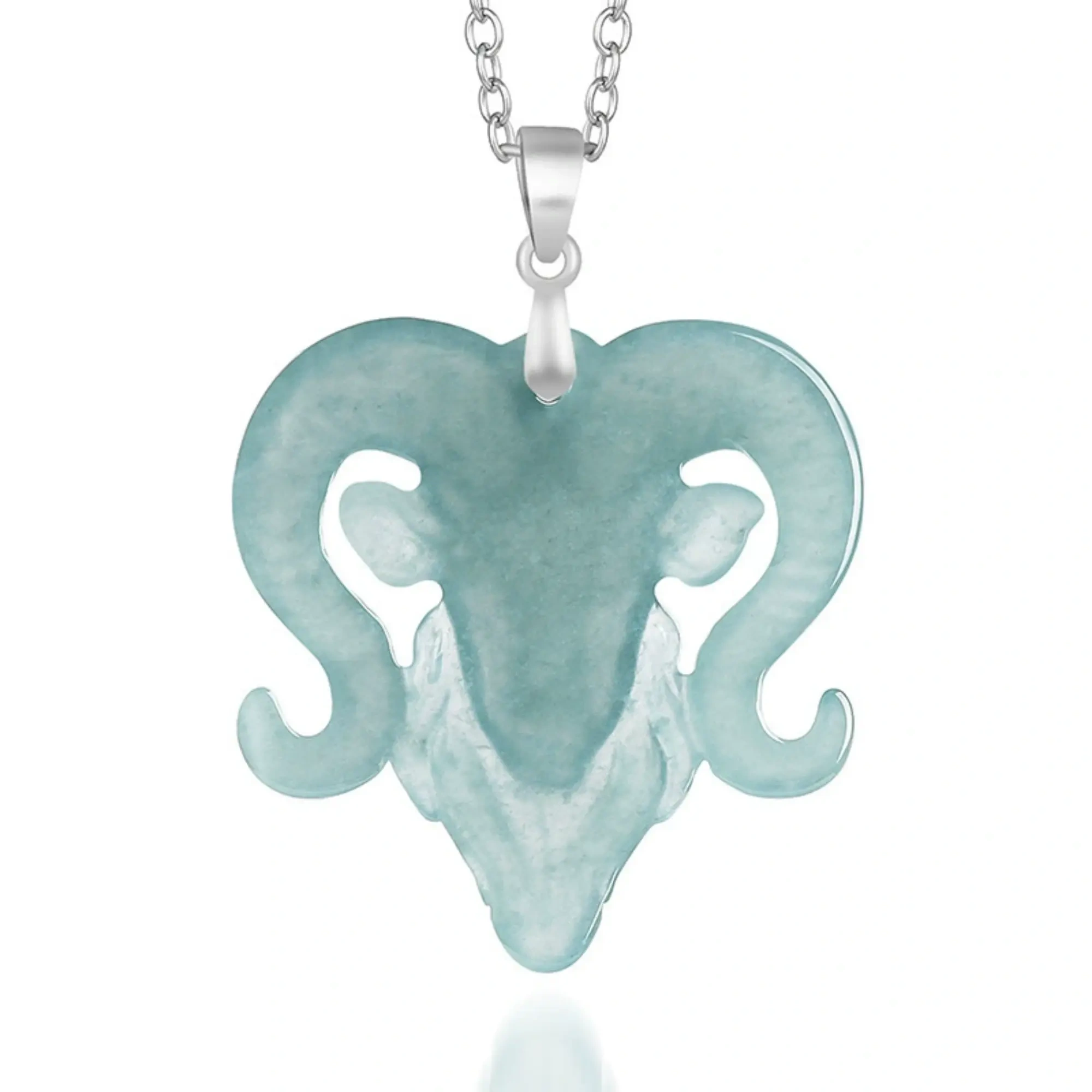 DDP 37.5mm Natural Certificated Type A Untreated Blue Watery Guatemalan Jadeite Sheep Pendant