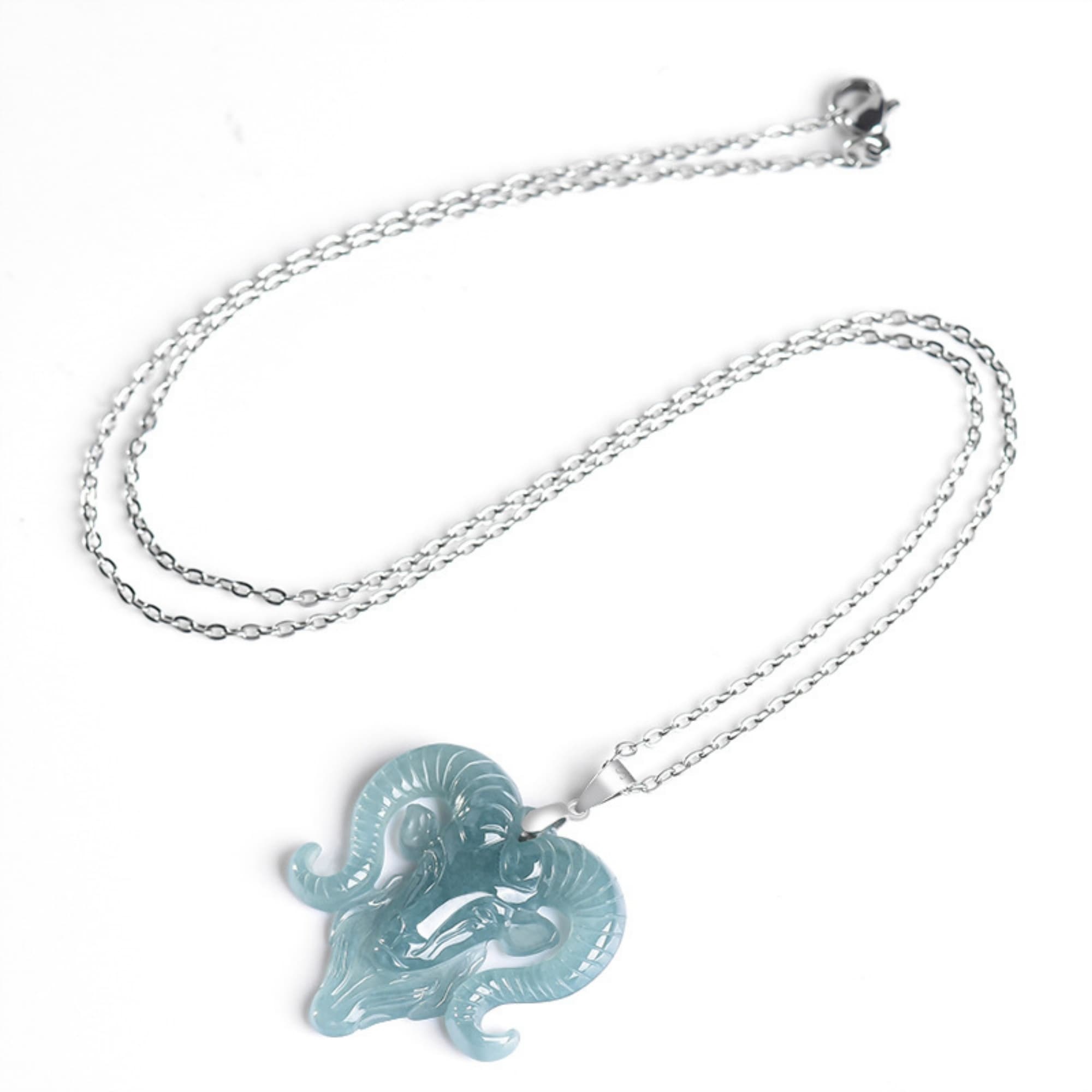 DDP 37.5mm Natural Certificated Type A Untreated Blue Watery Guatemalan Jadeite Sheep Pendant