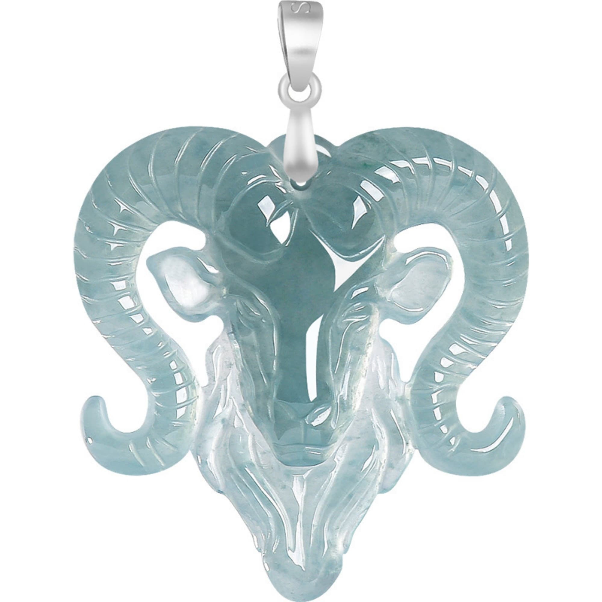 DDP 37.5mm Natural Certificated Type A Untreated Blue Watery Guatemalan Jadeite Sheep Pendant