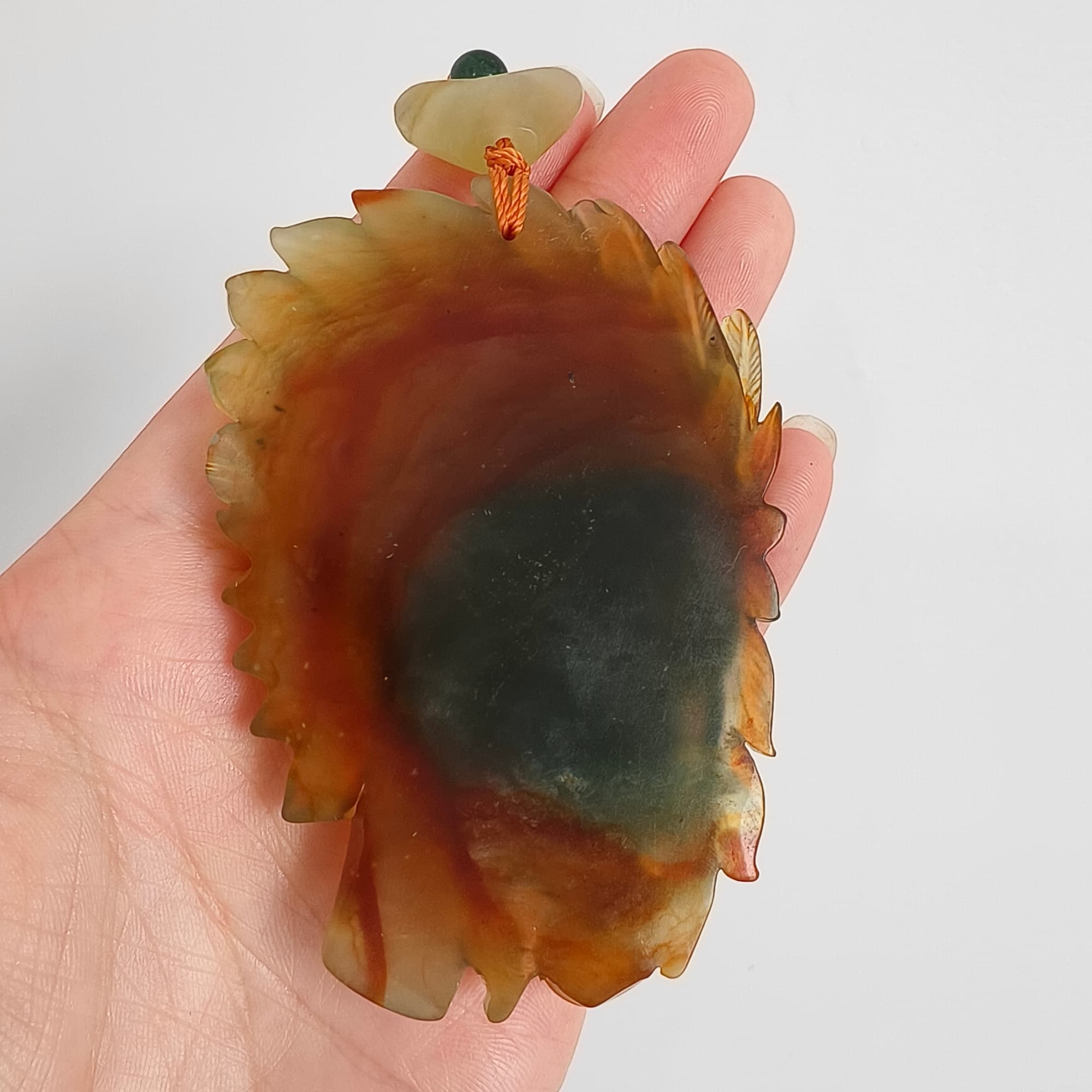 DDP 74.5mm Unique Untreated Natural Green Yellow Serpentine Jade Chinese Jade Native American Chief Skull Pendant