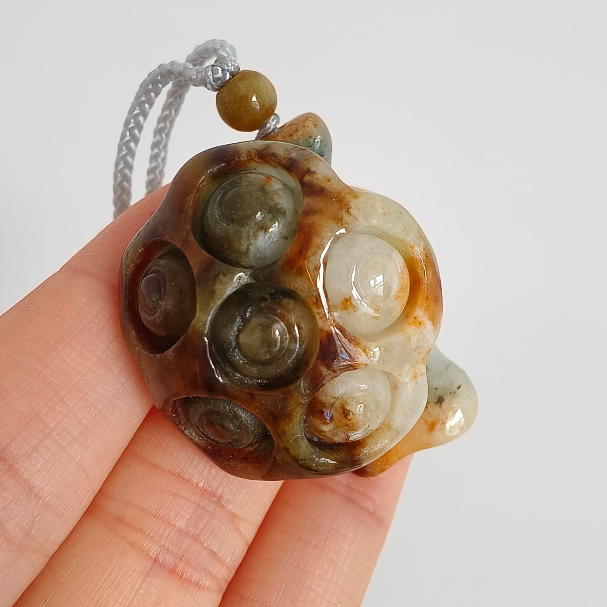 DDP 33.5mm Natural Certificated Yellow Green Burmese Jadeite Lotus Seed Pod Pendant
