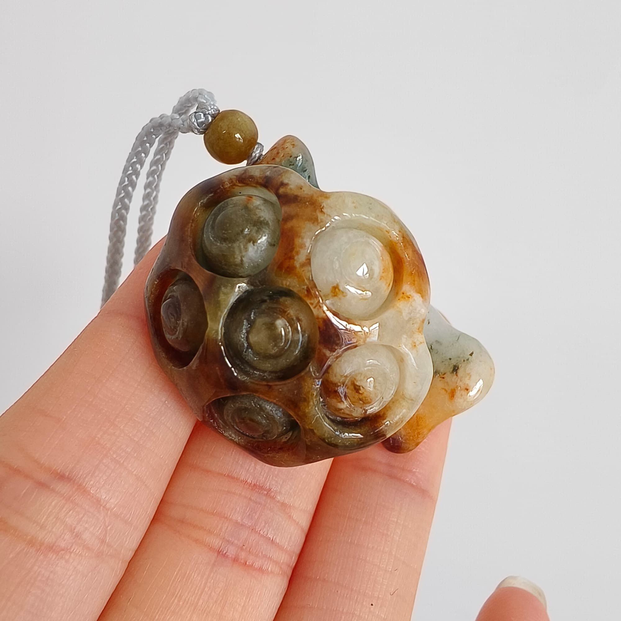 DDP 33.5mm Natural Certificated Yellow Green Burmese Jadeite Lotus Seed Pod Pendant