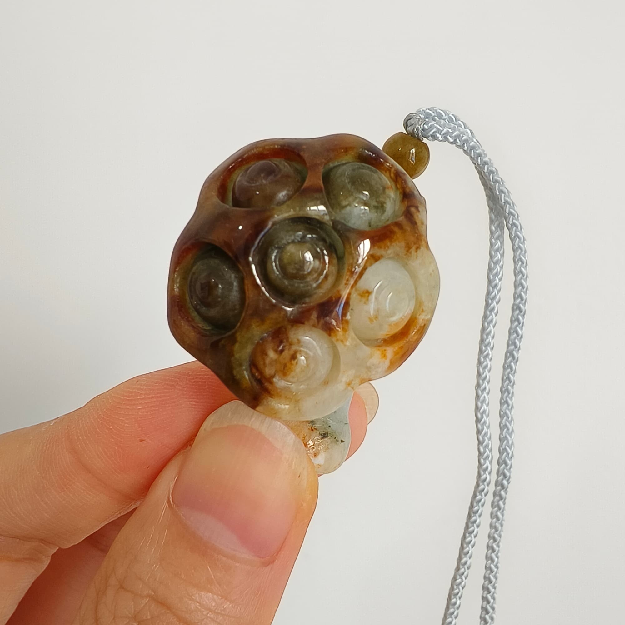 DDP 33.5mm Natural Certificated Yellow Green Burmese Jadeite Lotus Seed Pod Pendant