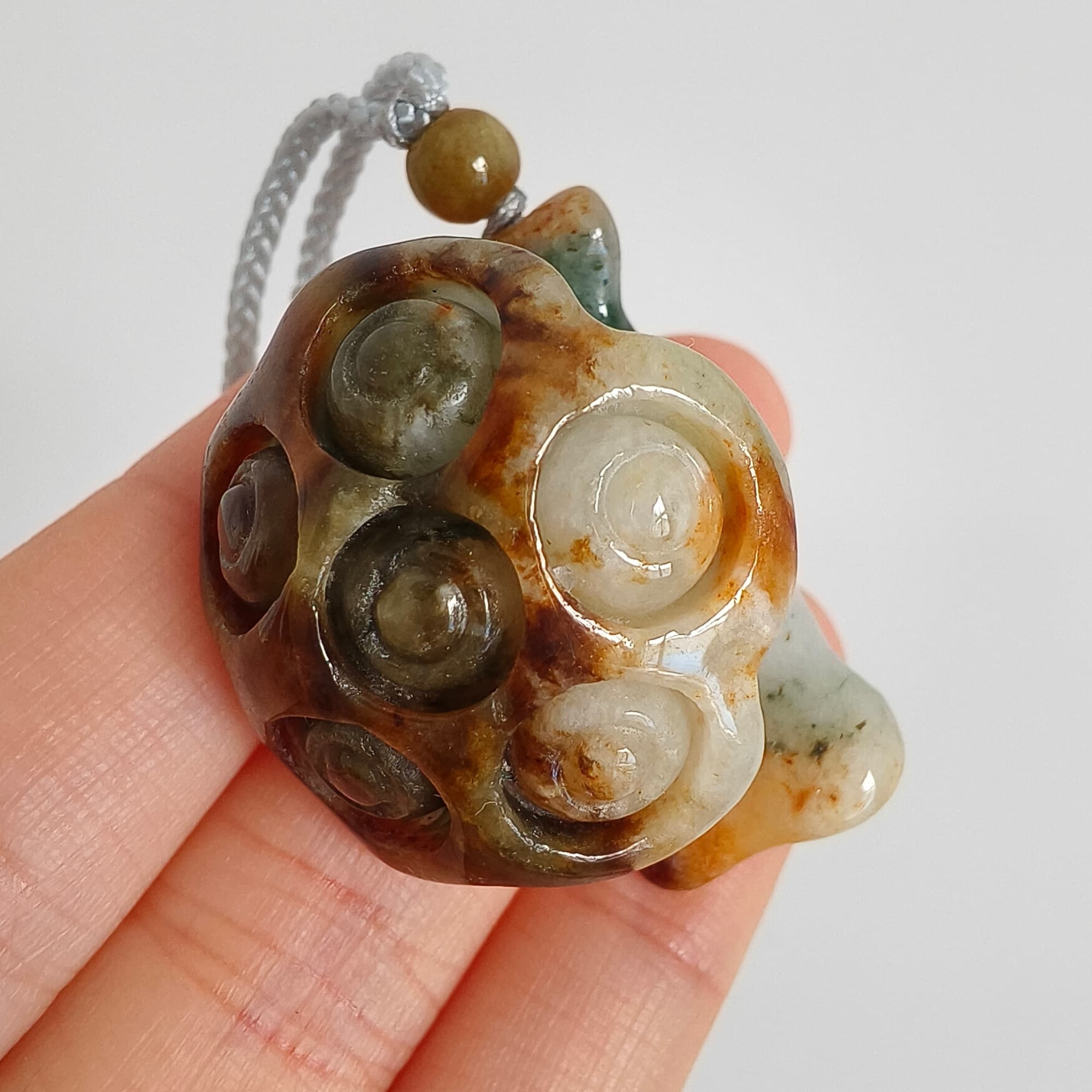DDP 33.5mm Natural Certificated Yellow Green Burmese Jadeite Lotus Seed Pod Pendant